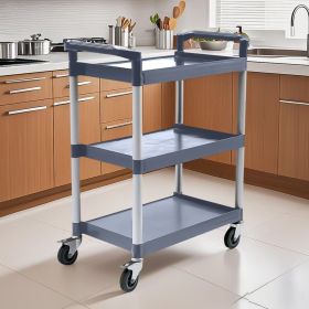 SOGA 2X 3 Tier Food Trolley Portable Kitchen Cart  with wheels 830x420x950mm Gray