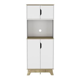 Microwave Tall Cabinet Wallas, Kitchen, Light Oak / White