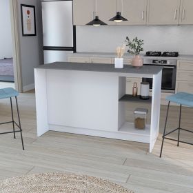 Kitchen Island Padua, Kitchen, White / Onyx (Color: White / Onyx)