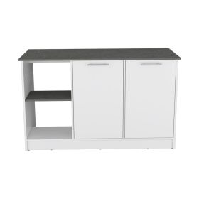 Kitchen Island Padua, Kitchen, White / Onyx (Color: as Pic)